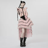 Women's Gothic Irregular Layered Mesh Skirt Pink
By PUNK RAVE