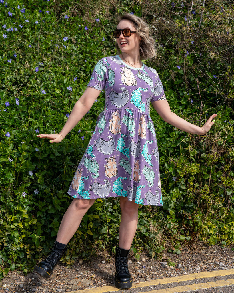 Rebel Romance x Abi Perry Purrfect Cats T-Shirt Smock Dress