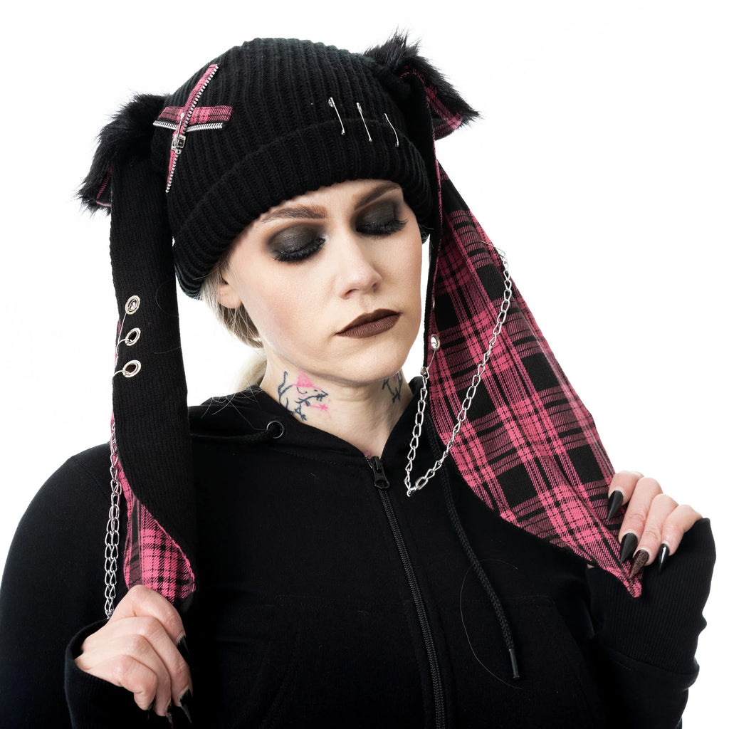 RINI HAT - BLACK/PINK CHECK