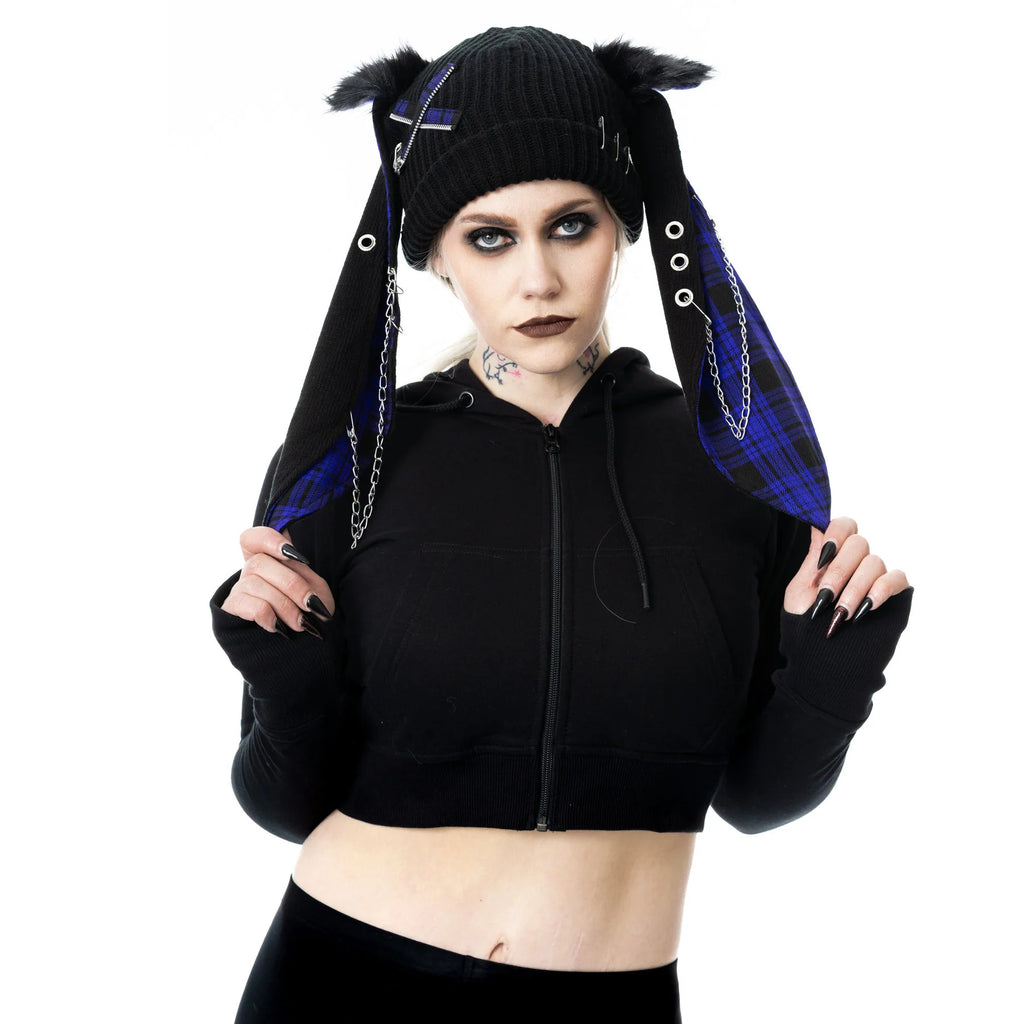 RINI HAT - BLACK/PURPLE CHECK