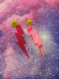 80's Power Earrings- Pink/Yellow