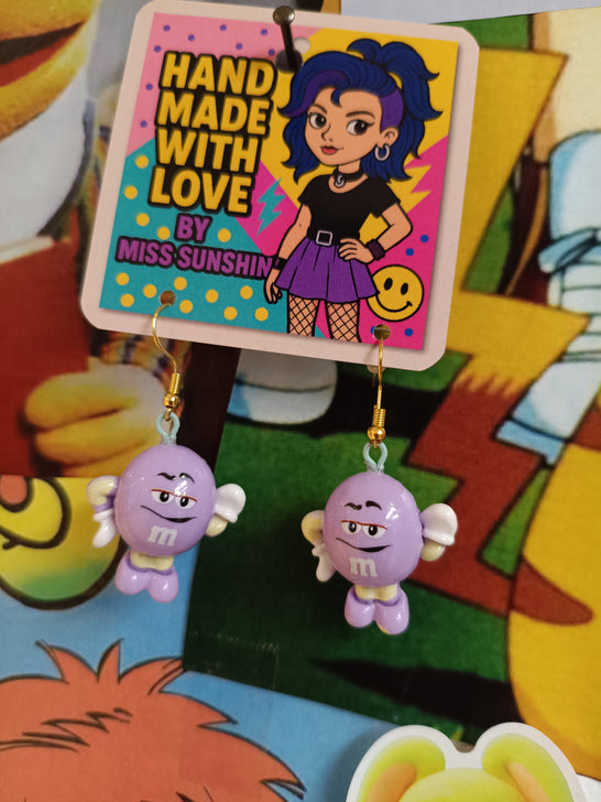 Purple M&M Earrings