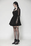 Black Gothic Mesh Patchwork Back Lace-up Everyday Dress