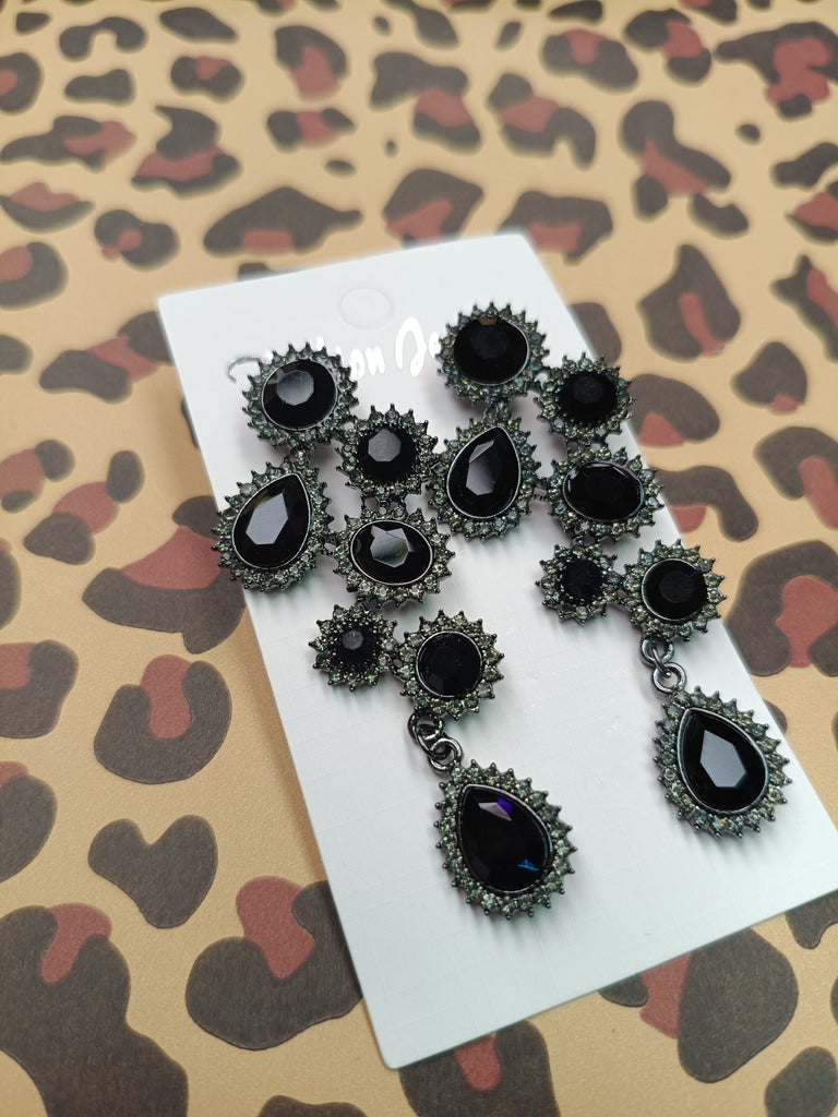 Black Drop Victorian Earrings