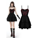 Gothic spider bow frilly strap dress