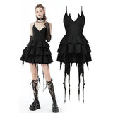 Devil low layered strap dress