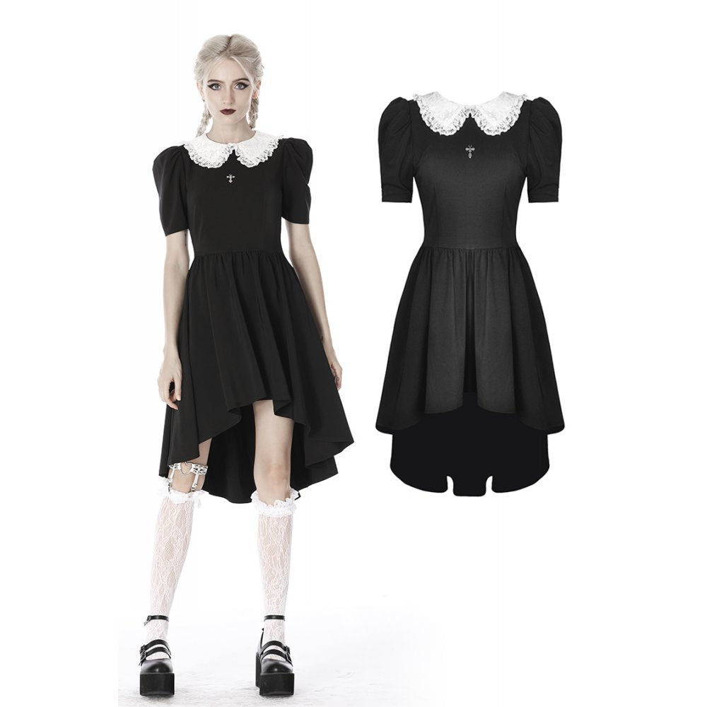 Black lolita white collar cocktail dress