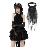 Gothic shredded spider neck tie