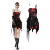 Punk rock black red dye strap dress