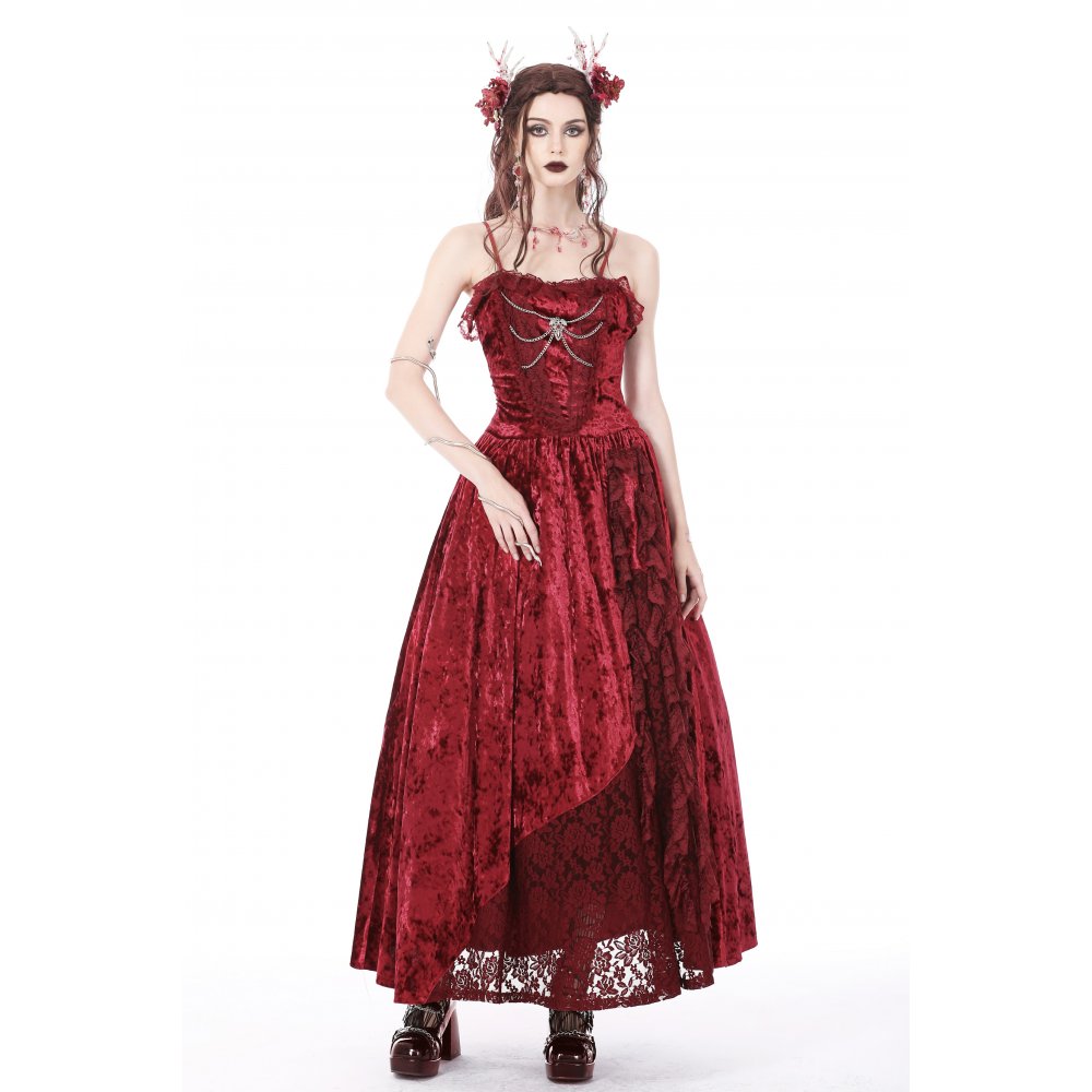 Blood rose velvet maxi dress