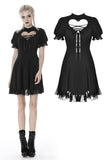 Gothic lolita hearted lace up midi dress