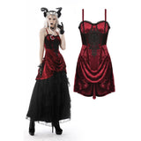 Gothic Noble Queen Wine Diamond Velvet Dress