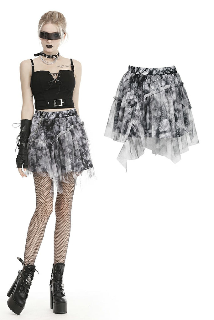 Punk decadent dyeing mini skirt