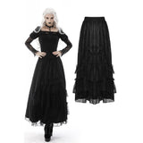 Gothic elegant frilly lace long skirt