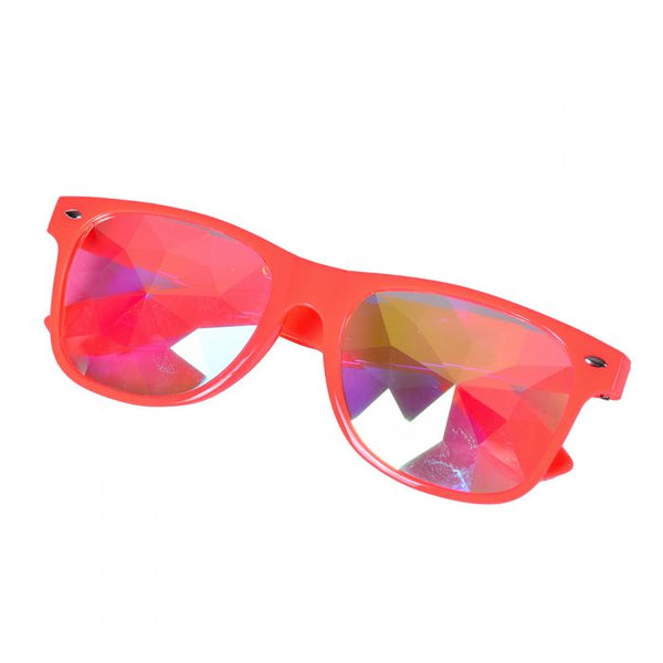 Neon orange wayfarer style glasses