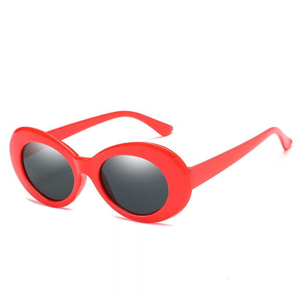 Red framed clout sunglasses